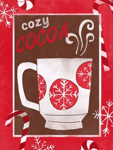 Cozy Cocoa Christmas I White Modern Wood Framed Art Print with Double Matting by Vess, June Erica