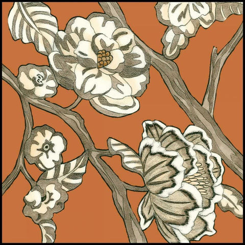 Butterscotch Chintz I White Modern Wood Framed Art Print by Zarris, Chariklia