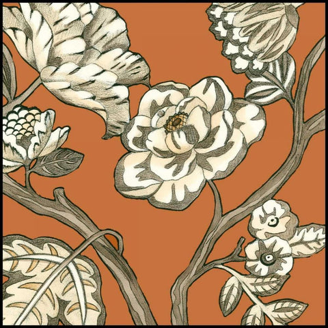 Butterscotch Chintz II Black Ornate Wood Framed Art Print with Double Matting by Zarris, Chariklia