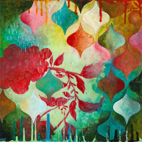 Cheerful V Black Modern Wood Framed Art Print by Robinson, Heather