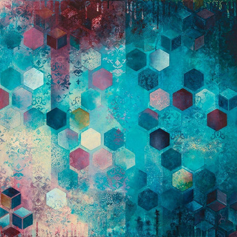 Shimmery II Black Ornate Wood Framed Art Print with Double Matting by Robinson, Heather