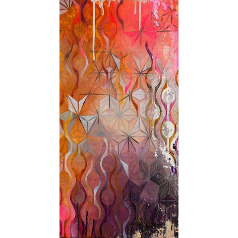 Asanoha II Black Modern Wood Framed Art Print with Double Matting by Robinson, Heather