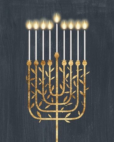 Golden Hanukkah I Black Ornate Wood Framed Art Print with Double Matting by Popp, Grace