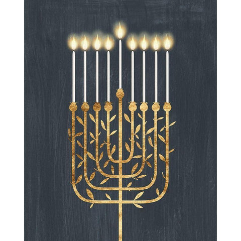 Golden Hanukkah I Black Modern Wood Framed Art Print with Double Matting by Popp, Grace