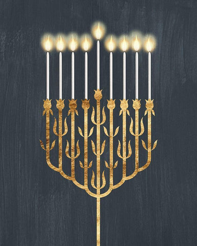Golden Hanukkah II Black Ornate Wood Framed Art Print with Double Matting by Popp, Grace