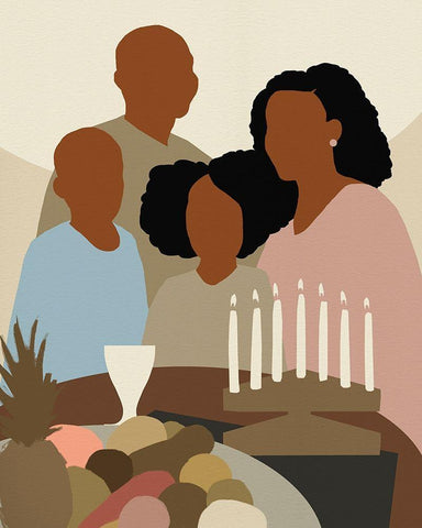 Joyous Kwanzaa I White Modern Wood Framed Art Print with Double Matting by Green, Jacob