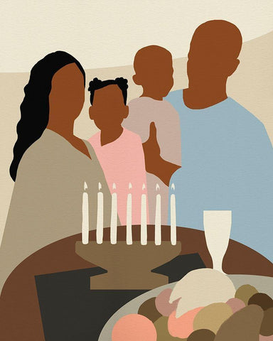 Joyous Kwanzaa II White Modern Wood Framed Art Print with Double Matting by Green, Jacob