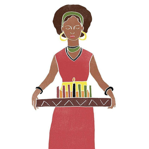 Kwanzaa Celebration II Black Modern Wood Framed Art Print by Vess, June Erica