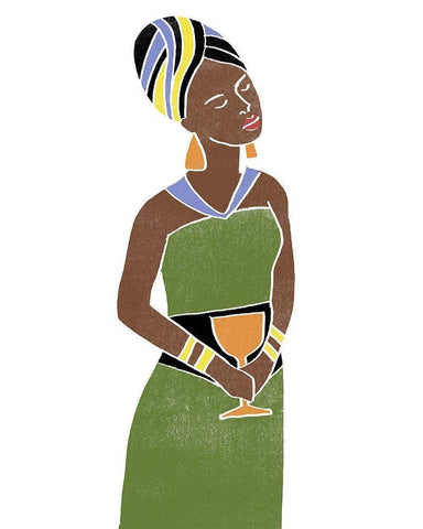 Kwanzaa Celebration III White Modern Wood Framed Art Print with Double Matting by Vess, June Erica