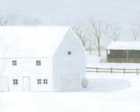 Whiteout Farm I White Modern Wood Framed Art Print with Double Matting by Popp, Grace