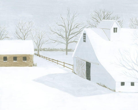 Whiteout Farm II White Modern Wood Framed Art Print with Double Matting by Popp, Grace