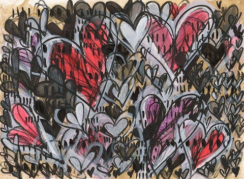 Watermelon Heart Black Ornate Wood Framed Art Print with Double Matting by Arbel, Lori