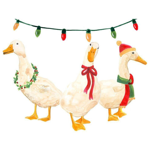 Merry Quackmas I Gold Ornate Wood Framed Art Print with Double Matting by Vess, June Erica