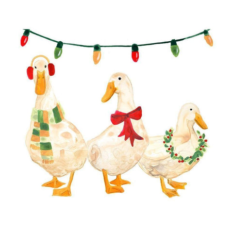 Merry Quackmas II White Modern Wood Framed Art Print by Vess, June Erica