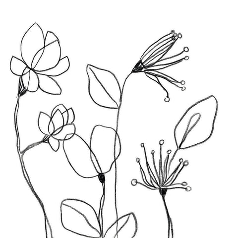 Spindle Blossoms II White Modern Wood Framed Art Print by Vess, June Erica