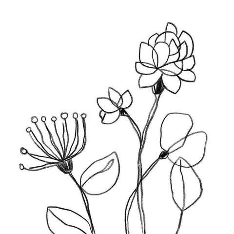 Spindle Blossoms III White Modern Wood Framed Art Print by Vess, June Erica