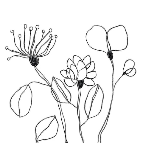 Spindle Blossoms IV Black Modern Wood Framed Art Print by Vess, June Erica