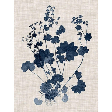 Navy and Linen Leaves II White Modern Wood Framed Art Print by Vision Studio