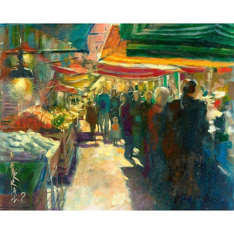Market Scene I Black Modern Wood Framed Art Print by Doyle, Anne Farrall