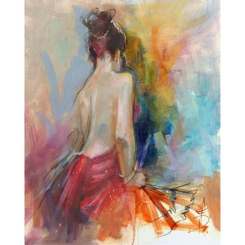 Mood Alizarine II Gold Ornate Wood Framed Art Print with Double Matting by Doyle, Anne Farrall