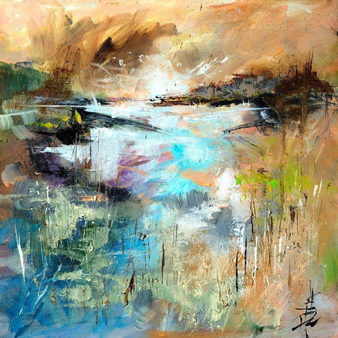 Nevern Lights V Gold Ornate Wood Framed Art Print with Double Matting by Doyle, Anne Farrall