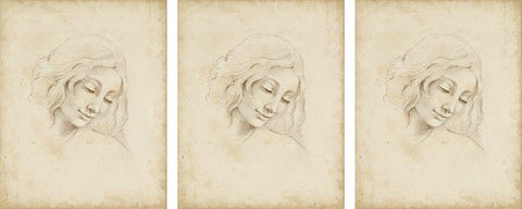 3-UP Classical Portrait Study III White Modern Wood Framed Art Print with Double Matting by Harper, Ethan