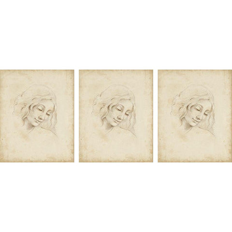 3-UP Classical Portrait Study III White Modern Wood Framed Art Print by Harper, Ethan