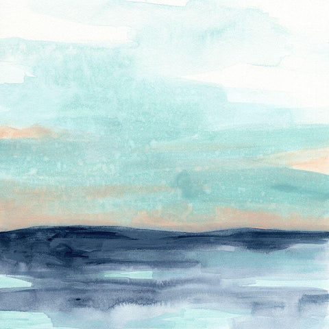 Ocean Morning Mist I Black Modern Wood Framed Art Print by Vess, June Erica