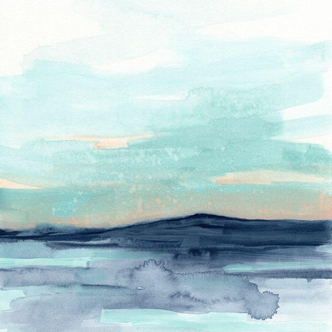 Ocean Morning Mist II Black Modern Wood Framed Art Print with Double Matting by Vess, June Erica