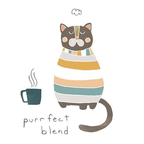 Coffee Cats IV White Modern Wood Framed Art Print by Vess, June Erica