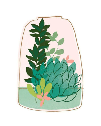 Terrarium Cameo I White Modern Wood Framed Art Print with Double Matting by Vess, June Erica