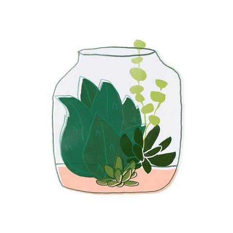 Terrarium Cameo II Black Modern Wood Framed Art Print with Double Matting by Vess, June Erica