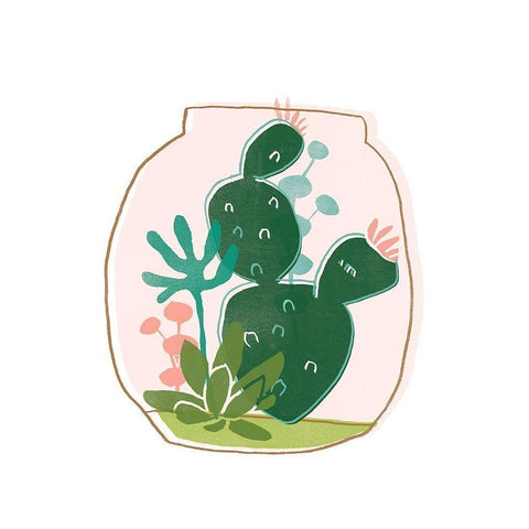 Terrarium Cameo III Black Modern Wood Framed Art Print with Double Matting by Vess, June Erica