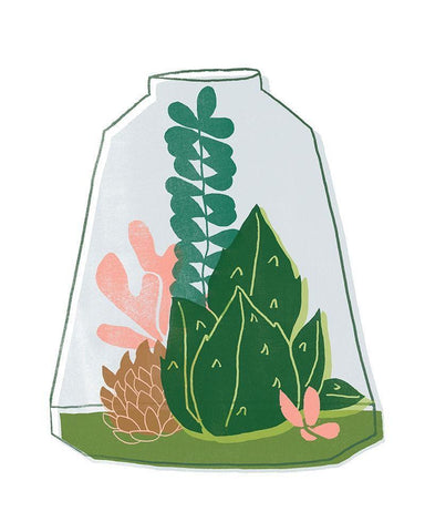 Terrarium Cameo IV White Modern Wood Framed Art Print with Double Matting by Vess, June Erica