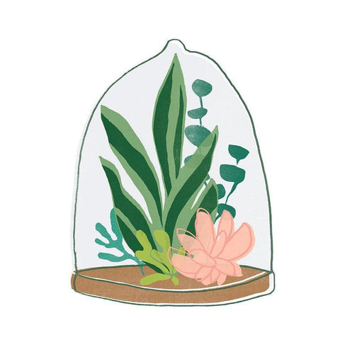 Terrarium Cameo VII White Modern Wood Framed Art Print by Vess, June Erica