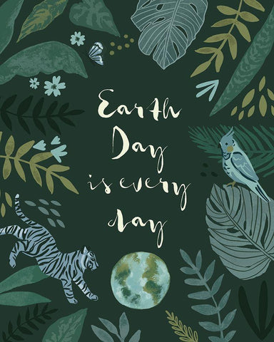 Earth Day Everyday I Black Ornate Wood Framed Art Print with Double Matting by Barnes, Victoria