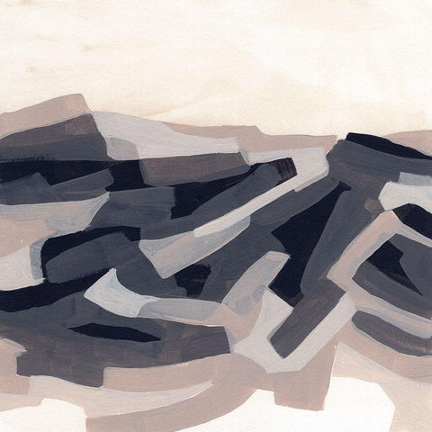 Puzzle Landscape I Black Modern Wood Framed Art Print with Double Matting by Vess, June Erica