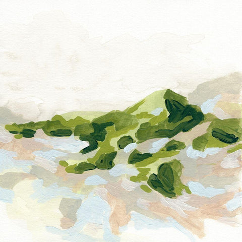 Emerald Hills II White Modern Wood Framed Art Print with Double Matting by Vess, June Erica