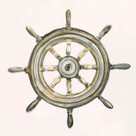 At the Helm II Black Modern Wood Framed Art Print with Double Matting by Caroline, Emma