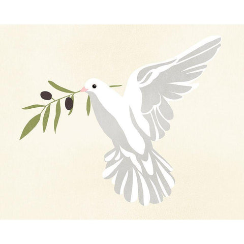 Olive Branch Dove II Black Modern Wood Framed Art Print with Double Matting by Warren, Annie