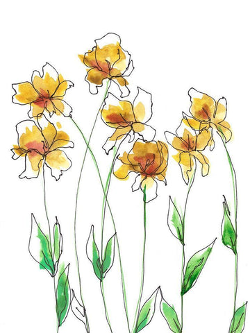 Amber Tulips I Black Ornate Wood Framed Art Print with Double Matting by Moore, Regina