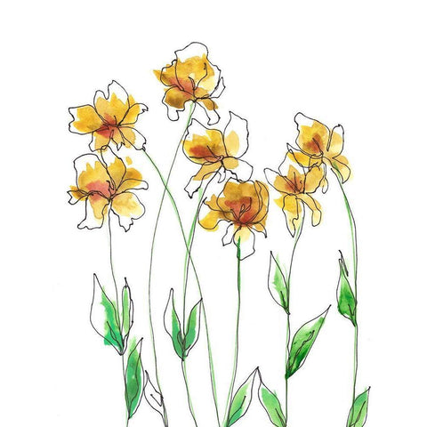 Amber Tulips I Black Modern Wood Framed Art Print with Double Matting by Moore, Regina