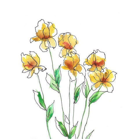 Amber Tulips II Black Modern Wood Framed Art Print by Moore, Regina