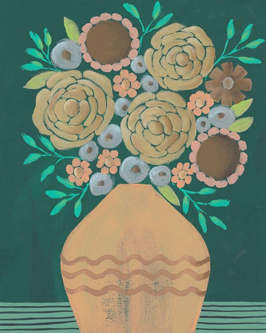 Flower Garden Bouquet II Black Ornate Wood Framed Art Print with Double Matting by Moore, Regina