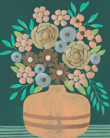 Flower Garden Bouquet III White Modern Wood Framed Art Print with Double Matting by Moore, Regina