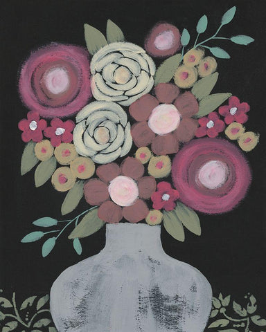 Bundle of Flowers II White Modern Wood Framed Art Print with Double Matting by Moore, Regina