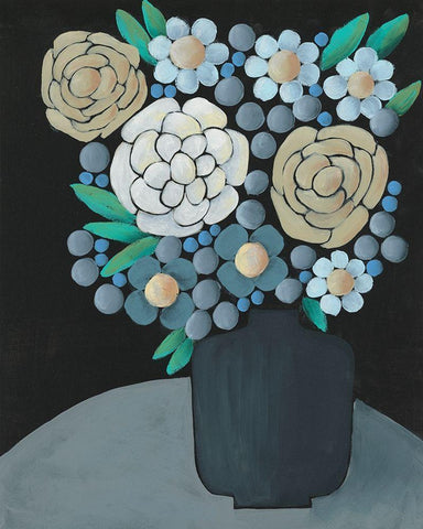 Gathering Floral I White Modern Wood Framed Art Print with Double Matting by Moore, Regina