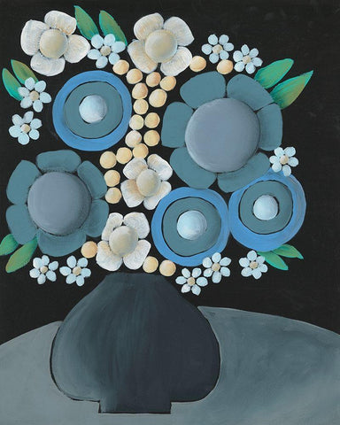 Gathering Floral II White Modern Wood Framed Art Print with Double Matting by Moore, Regina