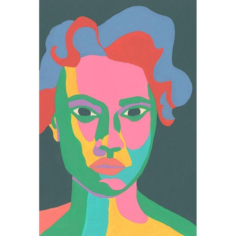 Colorblock Face II Black Modern Wood Framed Art Print by Moore, Regina
