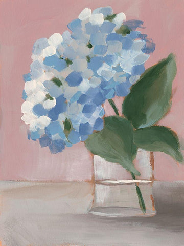 Single Hydrangea I Black Ornate Wood Framed Art Print with Double Matting by Moore, Regina
